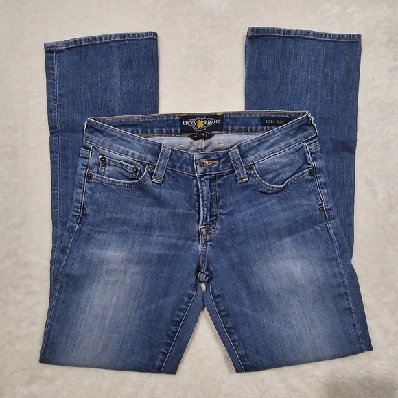Lucky Brand Lola Bootcut Blue Wash Mid‑Rise Jeans w/ Embroidered Back Pockets 27 - Picture 1 of 14